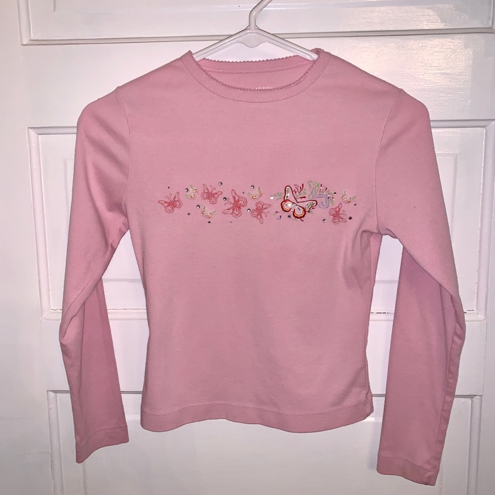 Girl’s Pink Butterfly Arizona Long Sleeve Size M